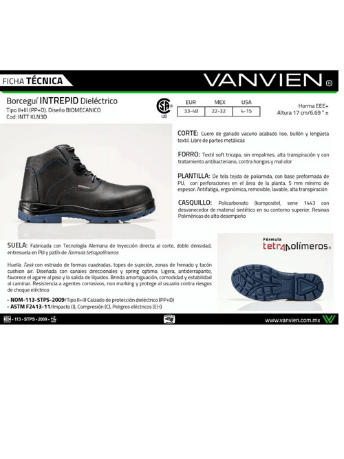 Bota Seguridad Van Vien Intrepid Dielectrico Casquillo