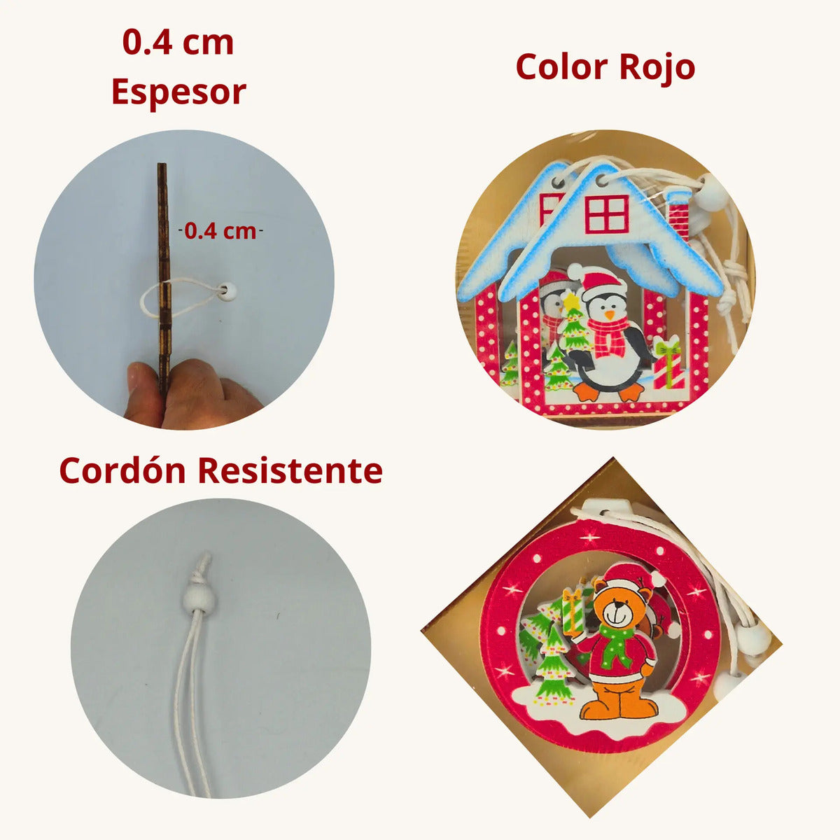Adorno Navideño Colgante Arbol Navidad Madera Mdf 24 Pzas