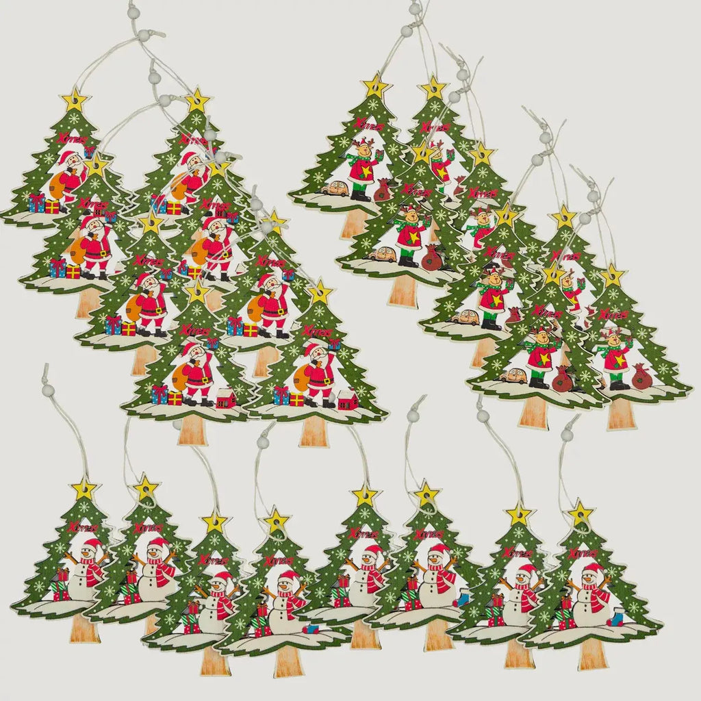 Adornos Arbolitos Madera Para Árbol De Navidad 24 Piezas