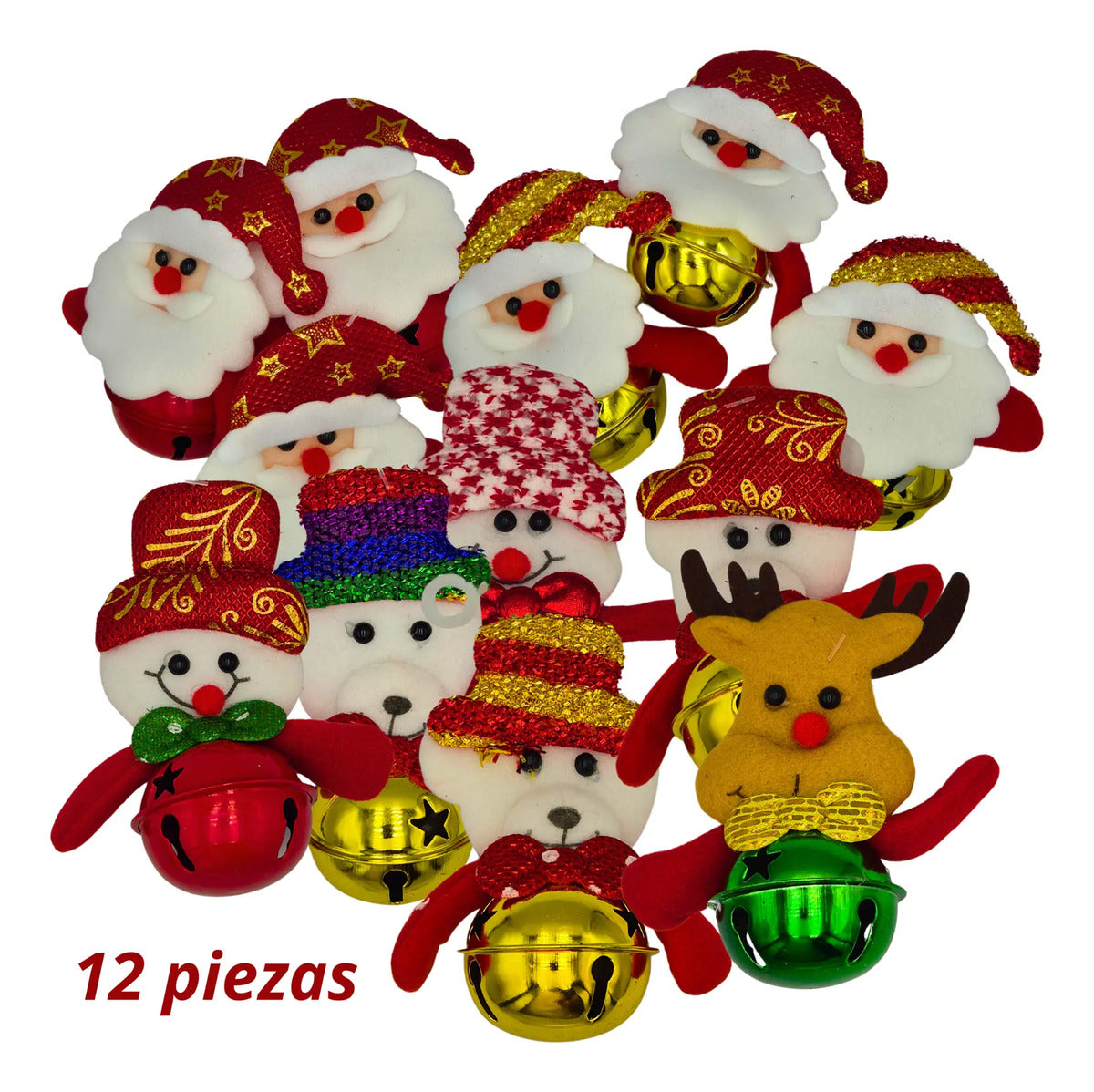 Adornos Navideños Felpa Suave Cascabel Decoración 12 Piezas