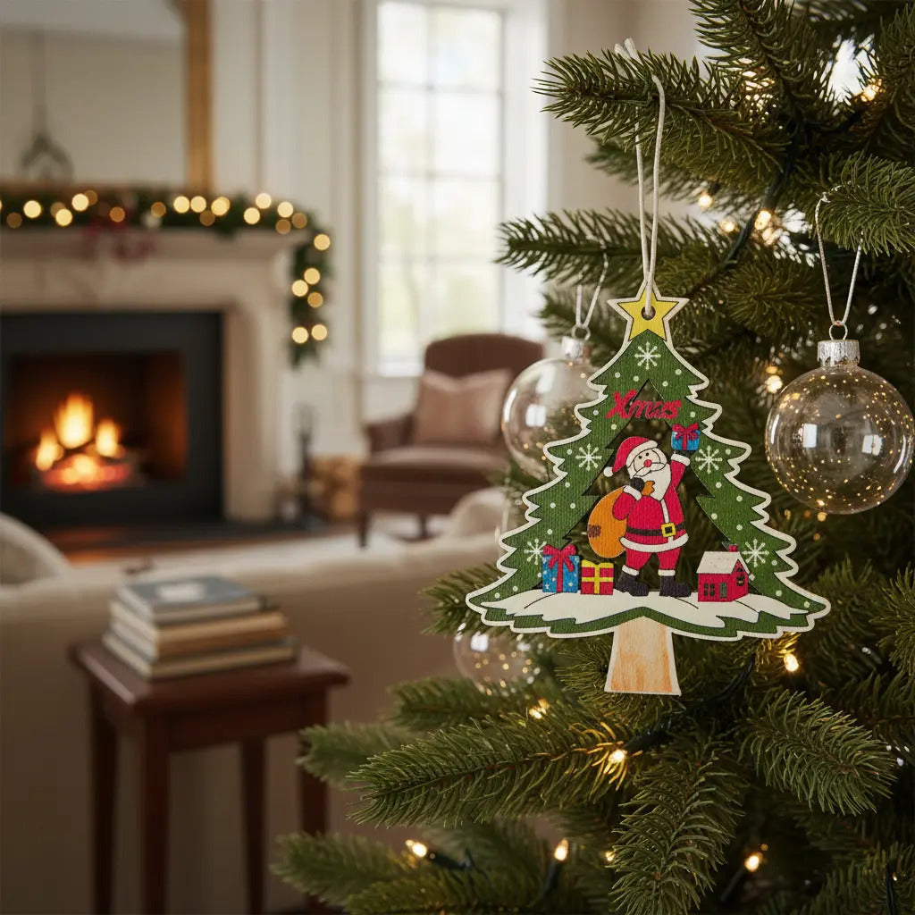 Adornos Arbolitos Madera Para Árbol De Navidad 6 Piezas