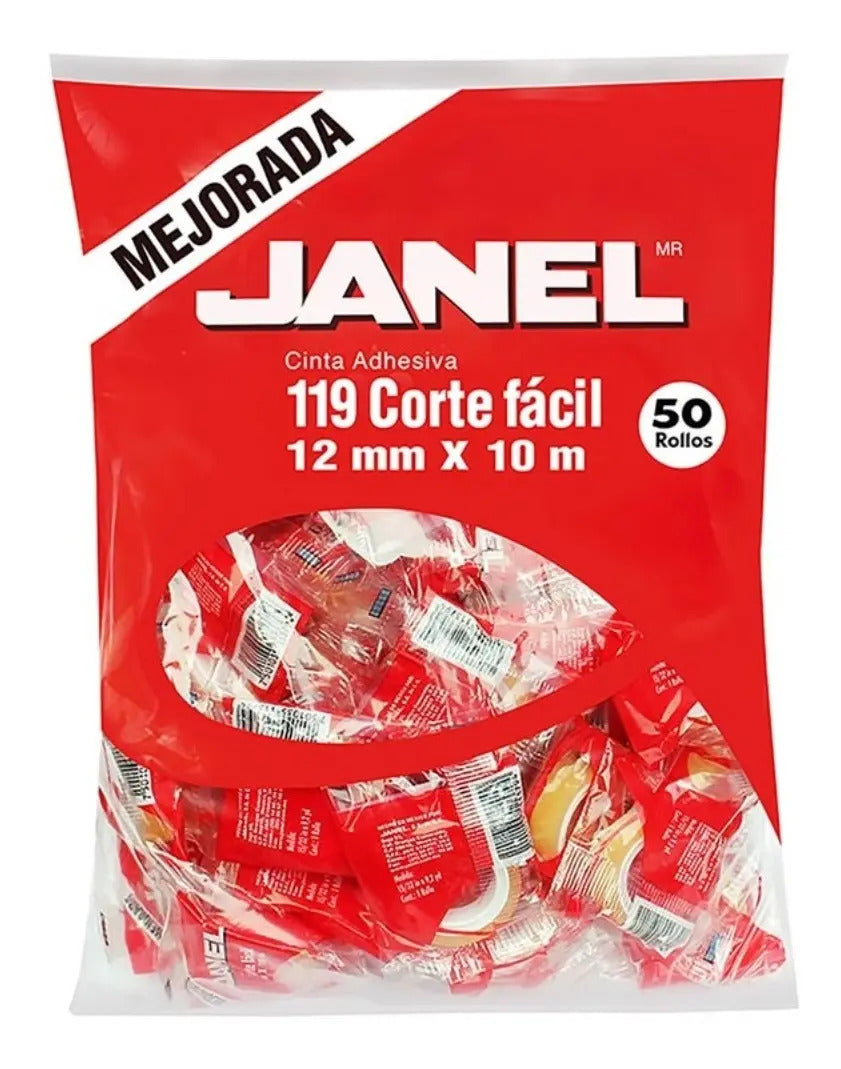 Cinta Adhesiva Janel Diurex 1.2cm X 10m Transparente 50 Pz