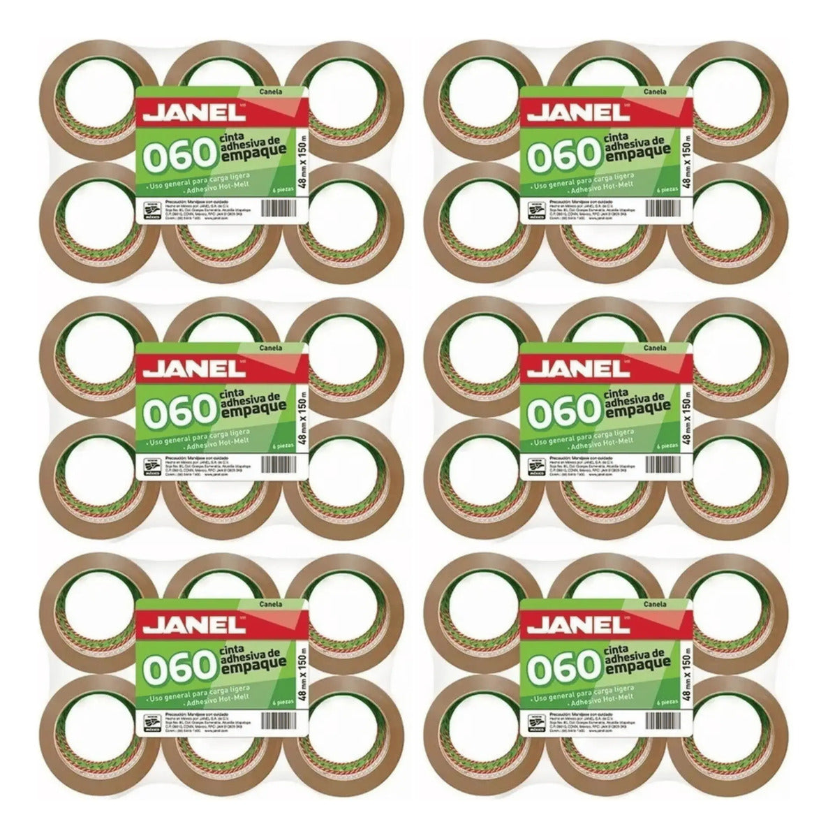 Cinta Adhesiva Canela Para Empaque 060 Janel 48mmx150m 36 Pz