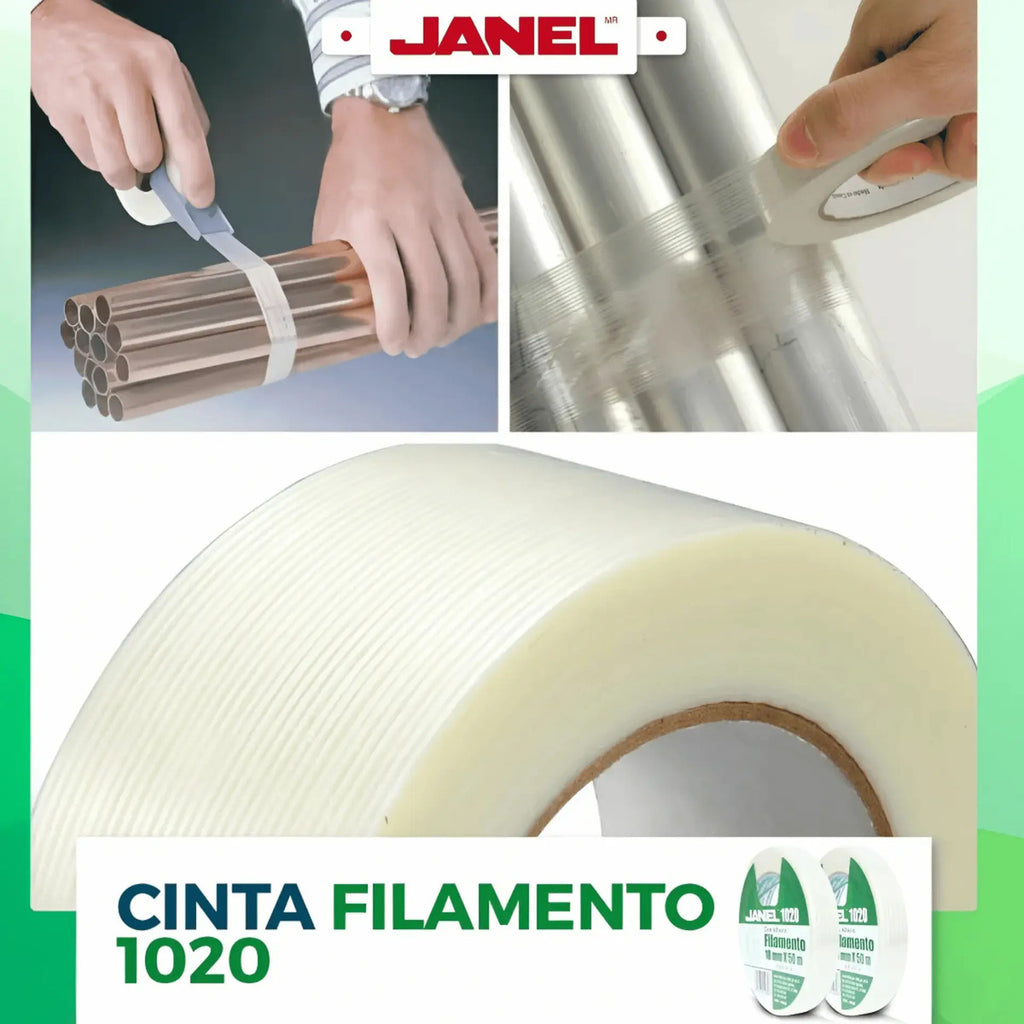 Cinta Adhesiva Doble Filamento 1020 Janel 18 Mm X 50m 12 Pza