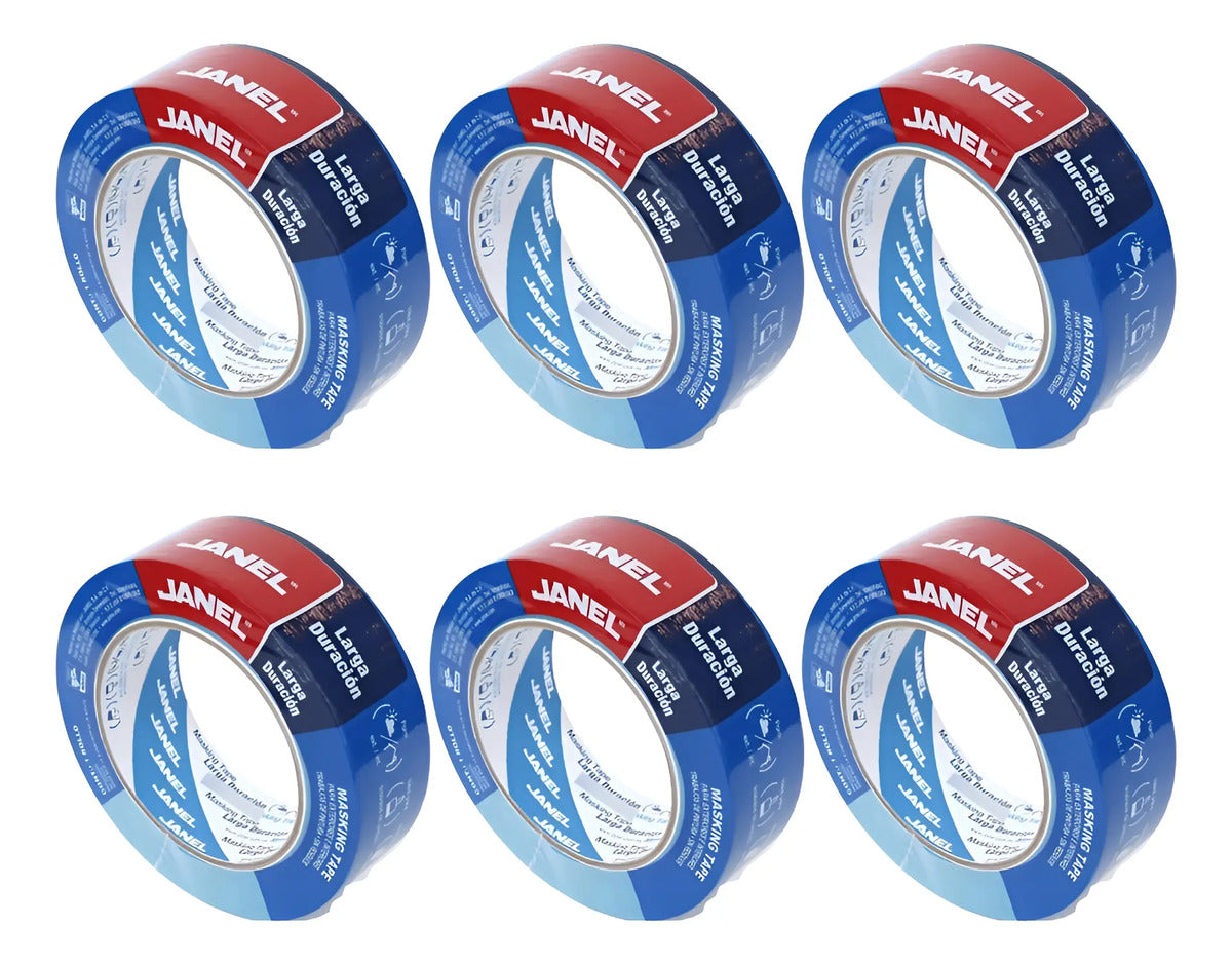 Masking Tape Azul 230 Janel 24 Mmx 50m 6 Pzas