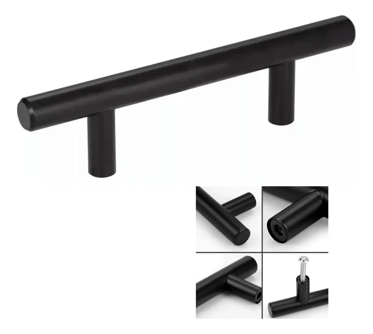 Jaladera Barra Acero Inoxidable Hueca 18.8cm Negro Handy Hom