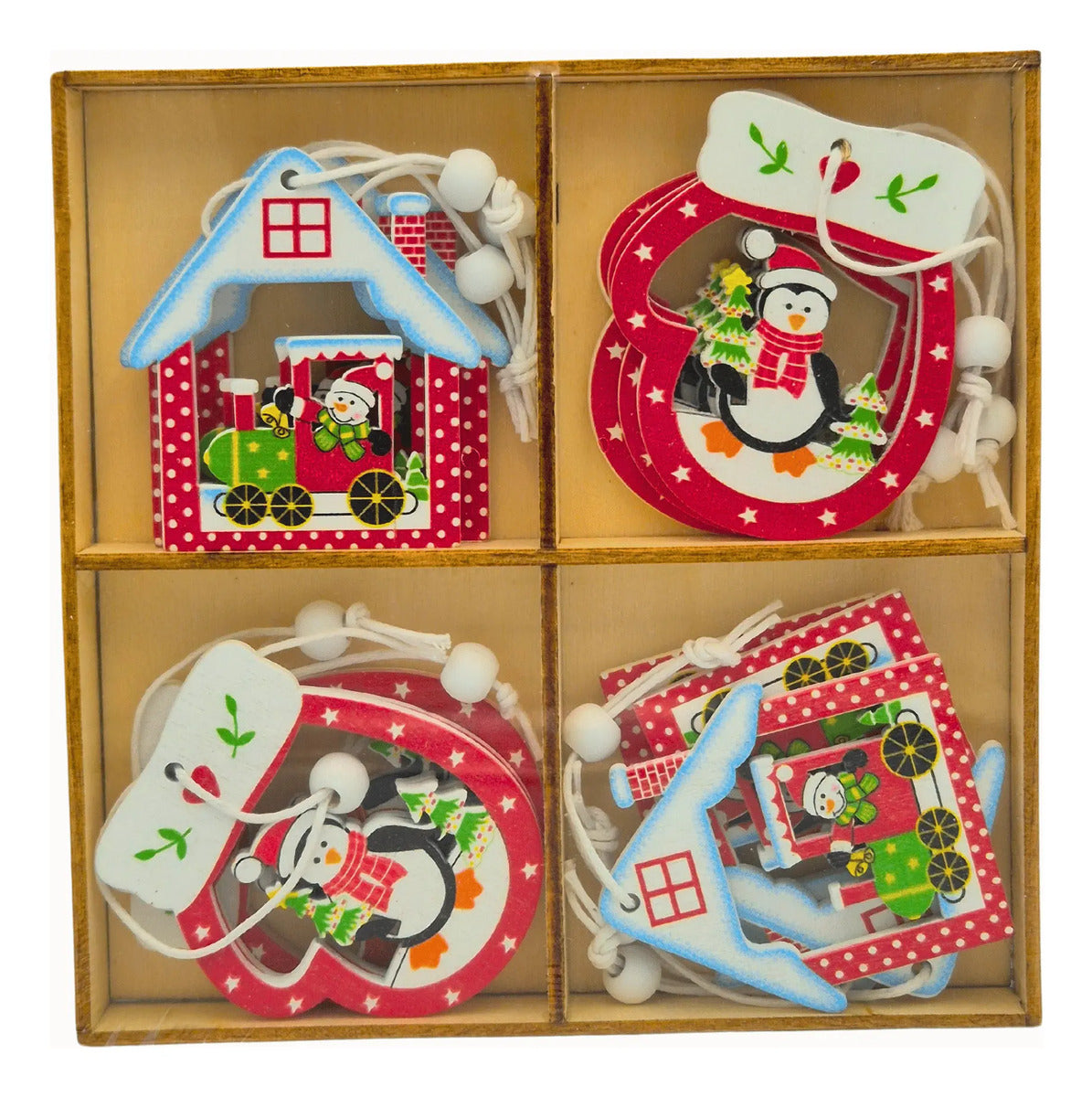 Adorno Navideño Colgante Arbol Navidad Madera Mdf 24 Pzas
