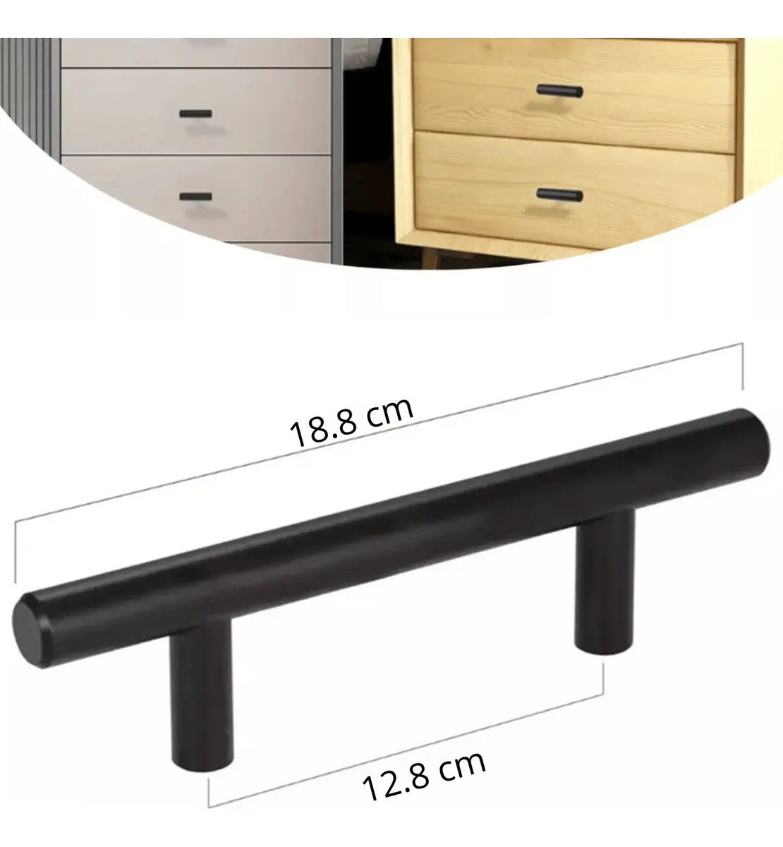 Jaladera Barra Acero Inoxidable Hueca 18.8cm Negro Handy Hom