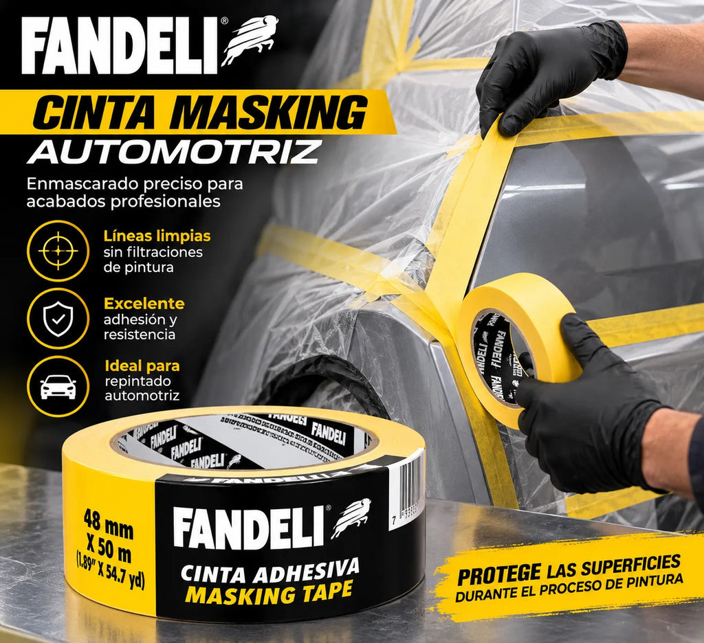 24 Cintas Masking Tape Automotriz Fandeli 48mm X 50m Pintura