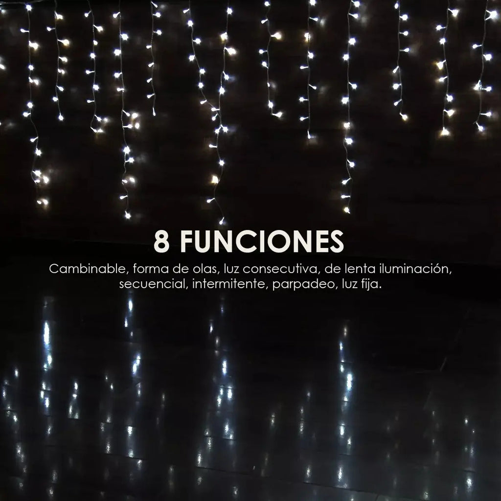 Serie Navideña Cascada 400 Luces Led 6 Metros