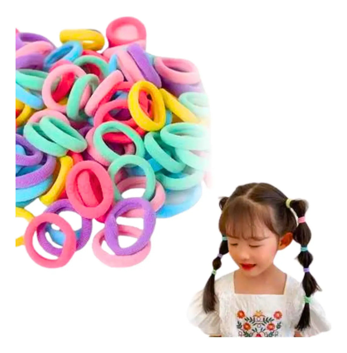 Ligas Donas Para El Cabello Chicas Multicolores Niñas 100 Pz