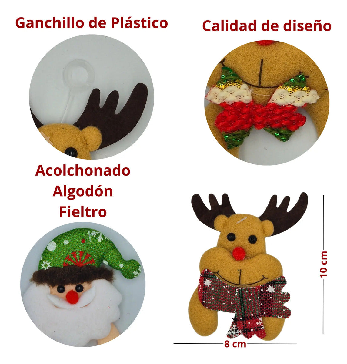 Adornos Colgantes Navidad Felpa Suave Abrazo Decoración 24pz