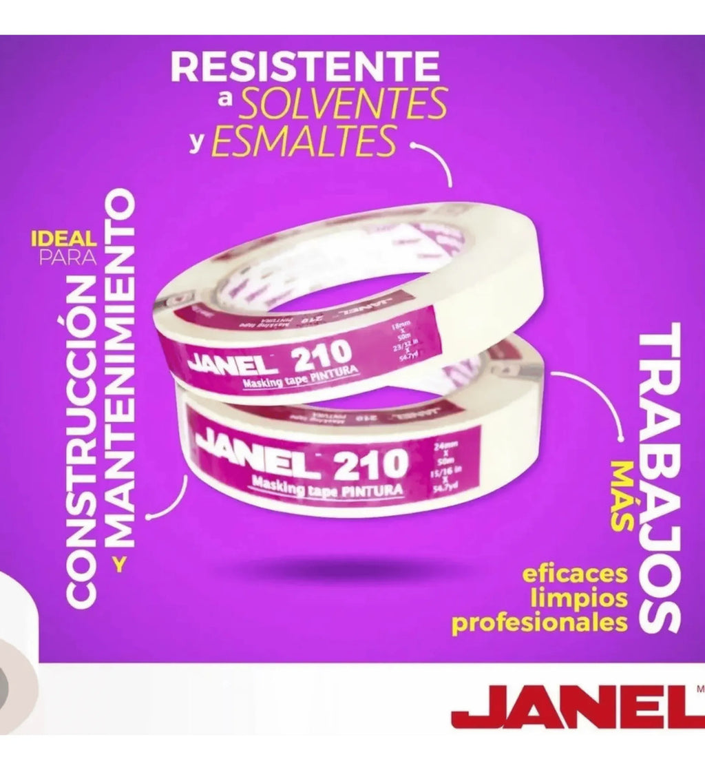 Cinta Adhesiva Masking Tape 210 Pintura 18mmx50m Janel 12 Pz