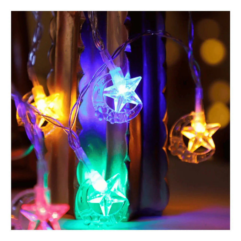 Serie Navideña Decorativa Luz Led 28 Luces 4m Luna Estrella