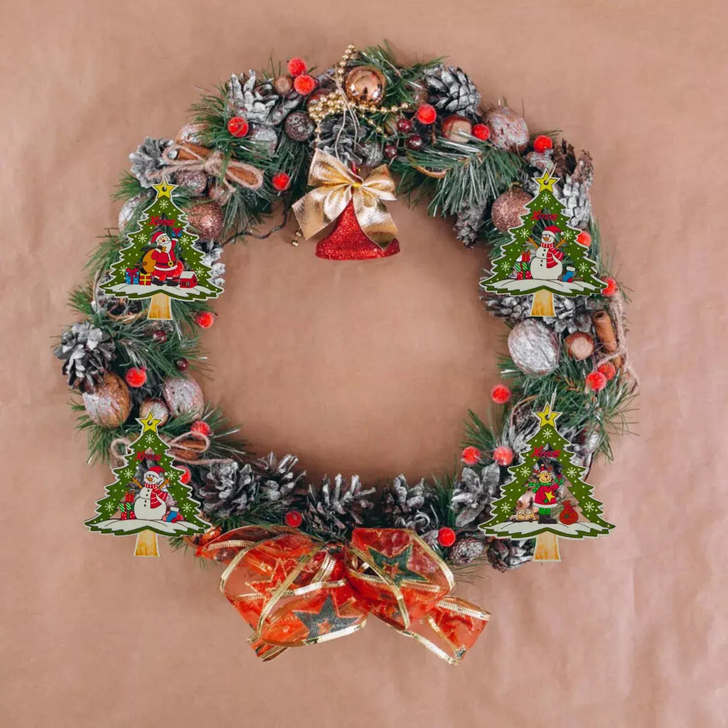 Adornos Arbolitos Madera Para Árbol De Navidad 6 Piezas