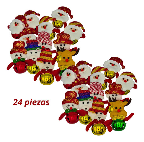 Adornos Navideños Felpa Suave Cascabel Decoración 24 Piezas