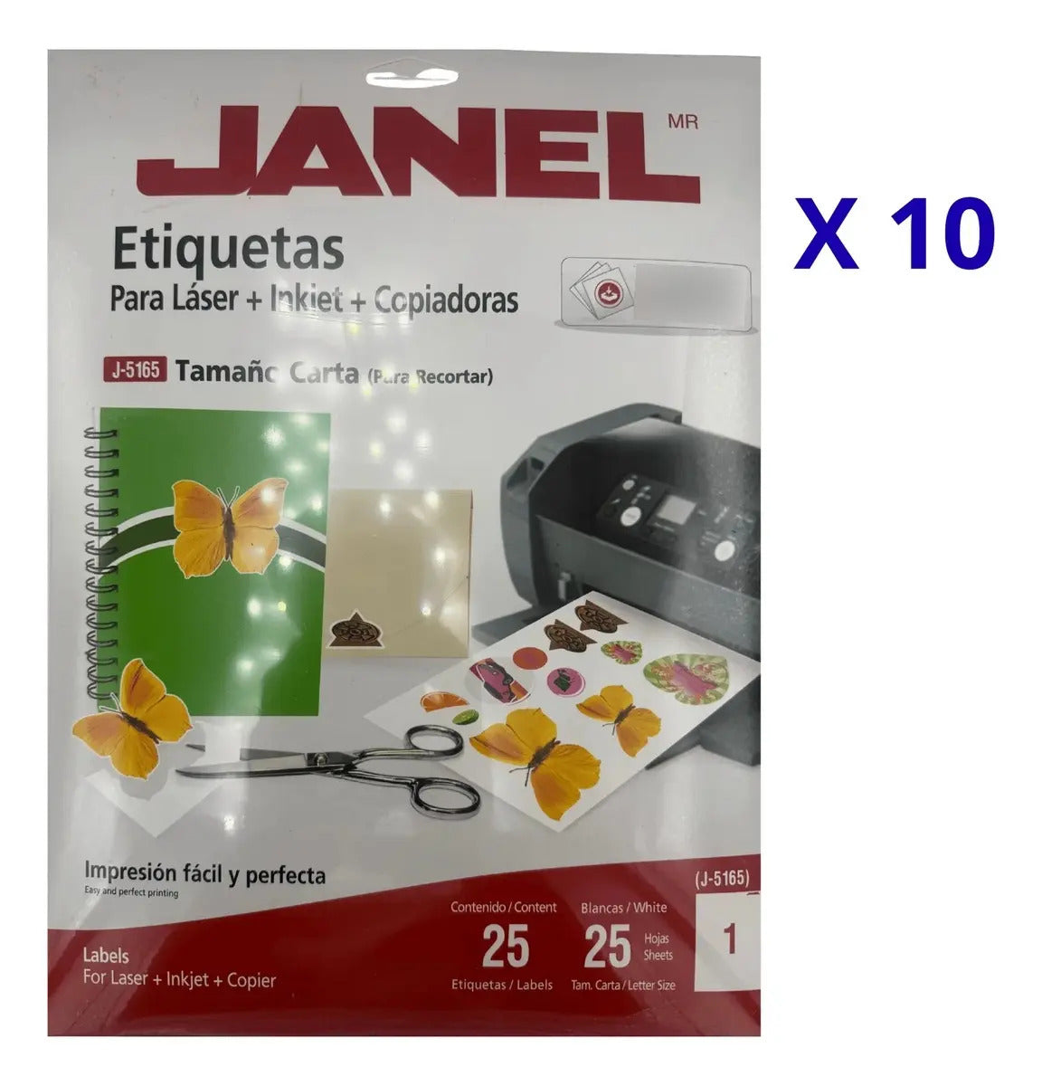 Etiqueta Tamaño Carta Janel J-5165 250 Hojas Para Impresion