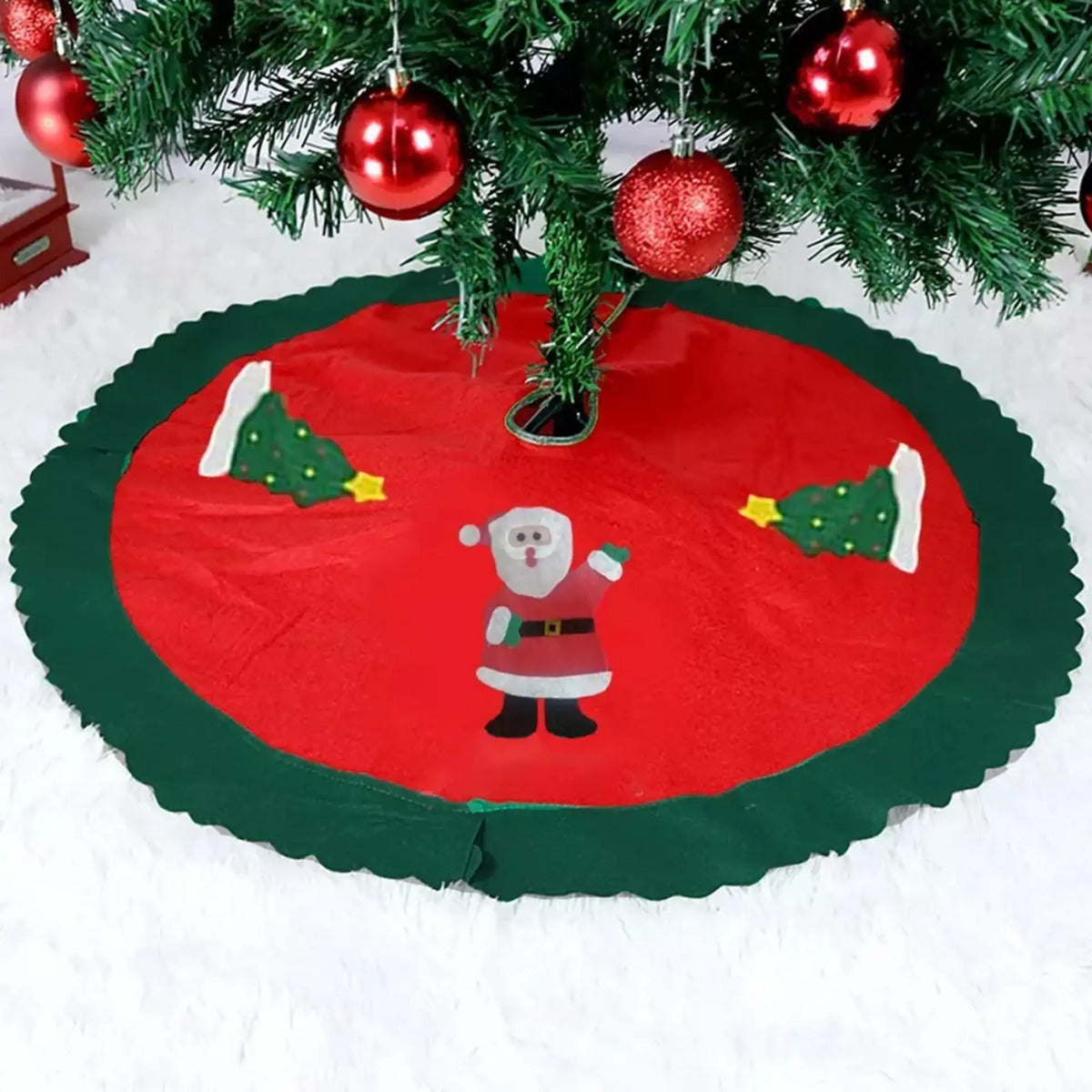 Pie De Árbol Navideño 90cm Adorno Tapete Navidad Santa Oso