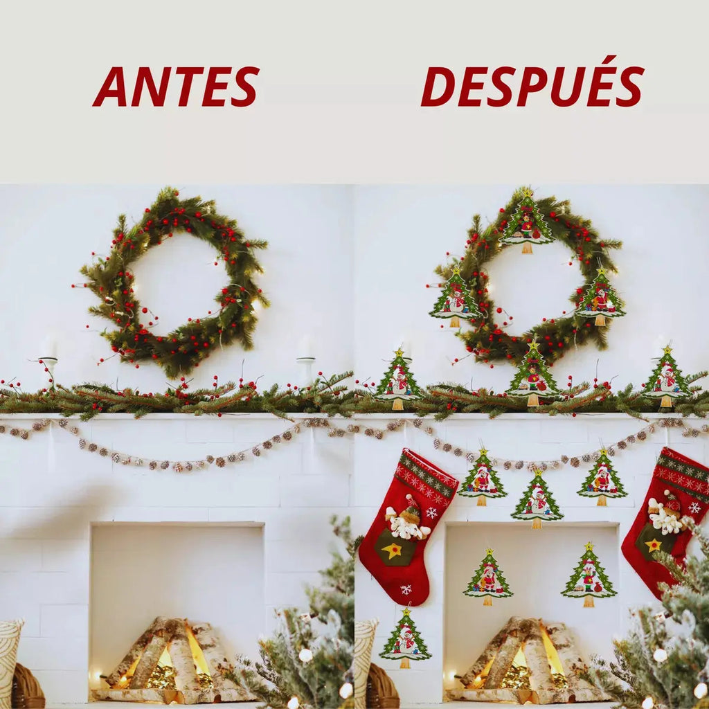 Adornos Arbolitos Madera Para Árbol De Navidad 6 Piezas