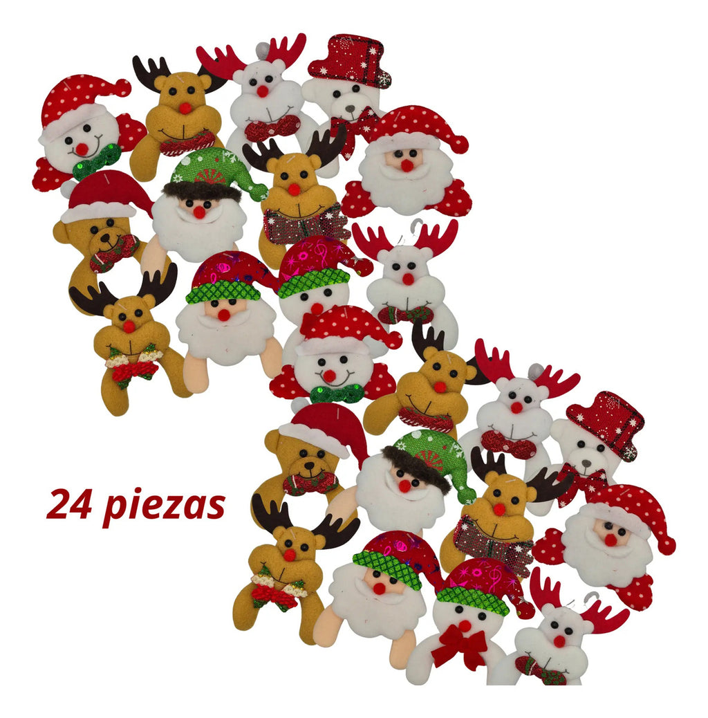 Adornos Colgantes Navidad Felpa Suave Abrazo Decoración 24pz