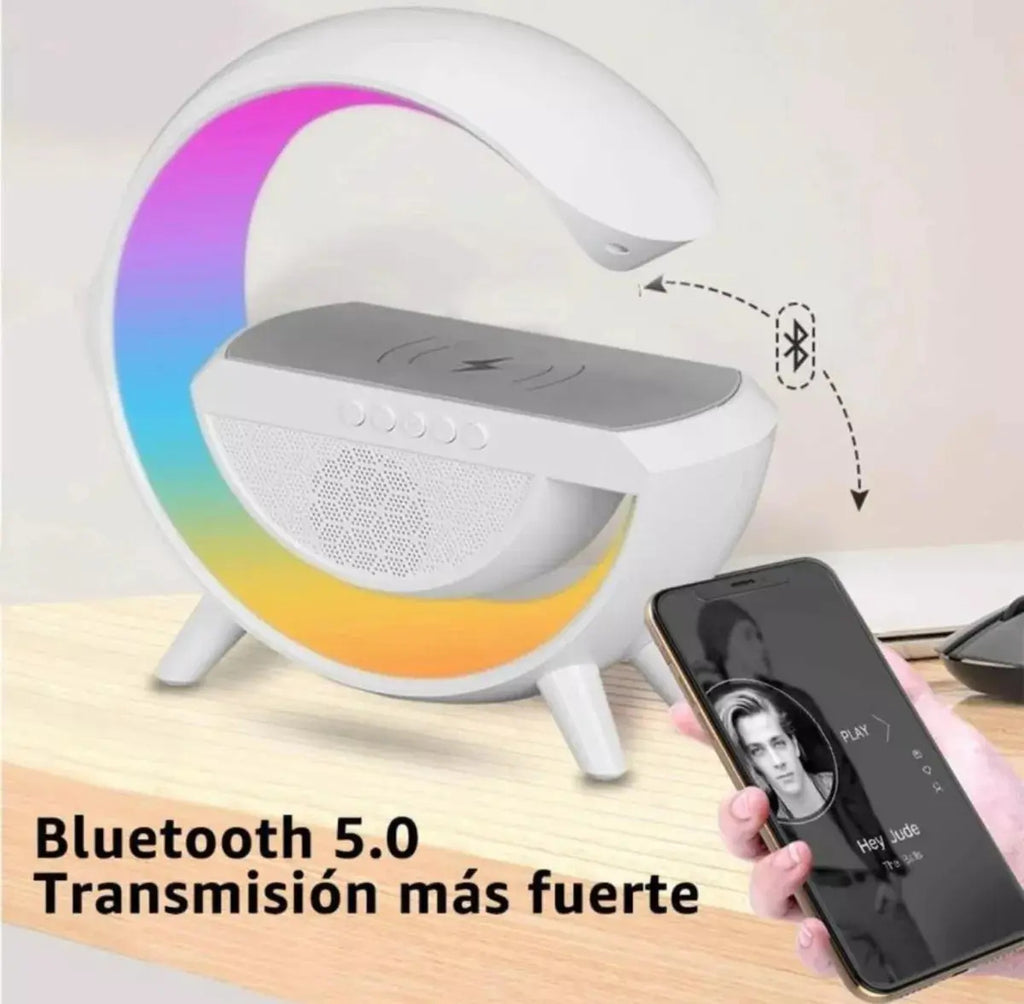 Cargador Inalambrico Bocina Bluetooth Lampara  Hm-2301