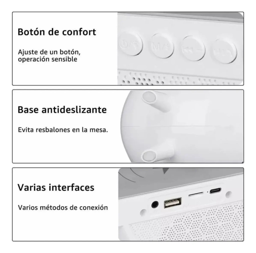 Cargador Inalambrico Bocina Bluetooth Lampara  Hm-2301