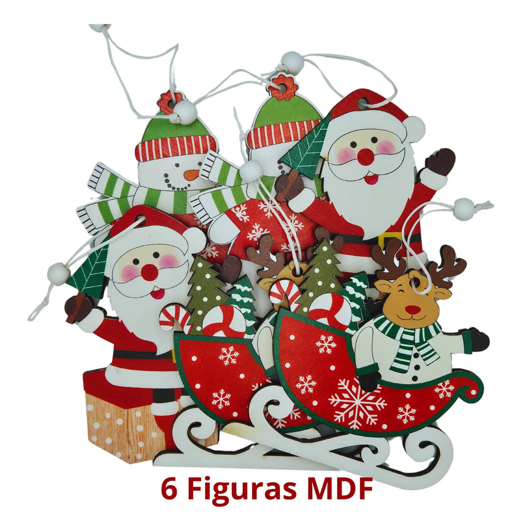 Adornos Colgantes De Madera Para Árbol De Navidad 6 Piezas
