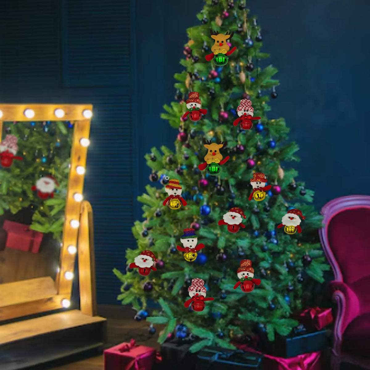 Adornos Navideños Felpa Suave Cascabel Decoración 12 Piezas