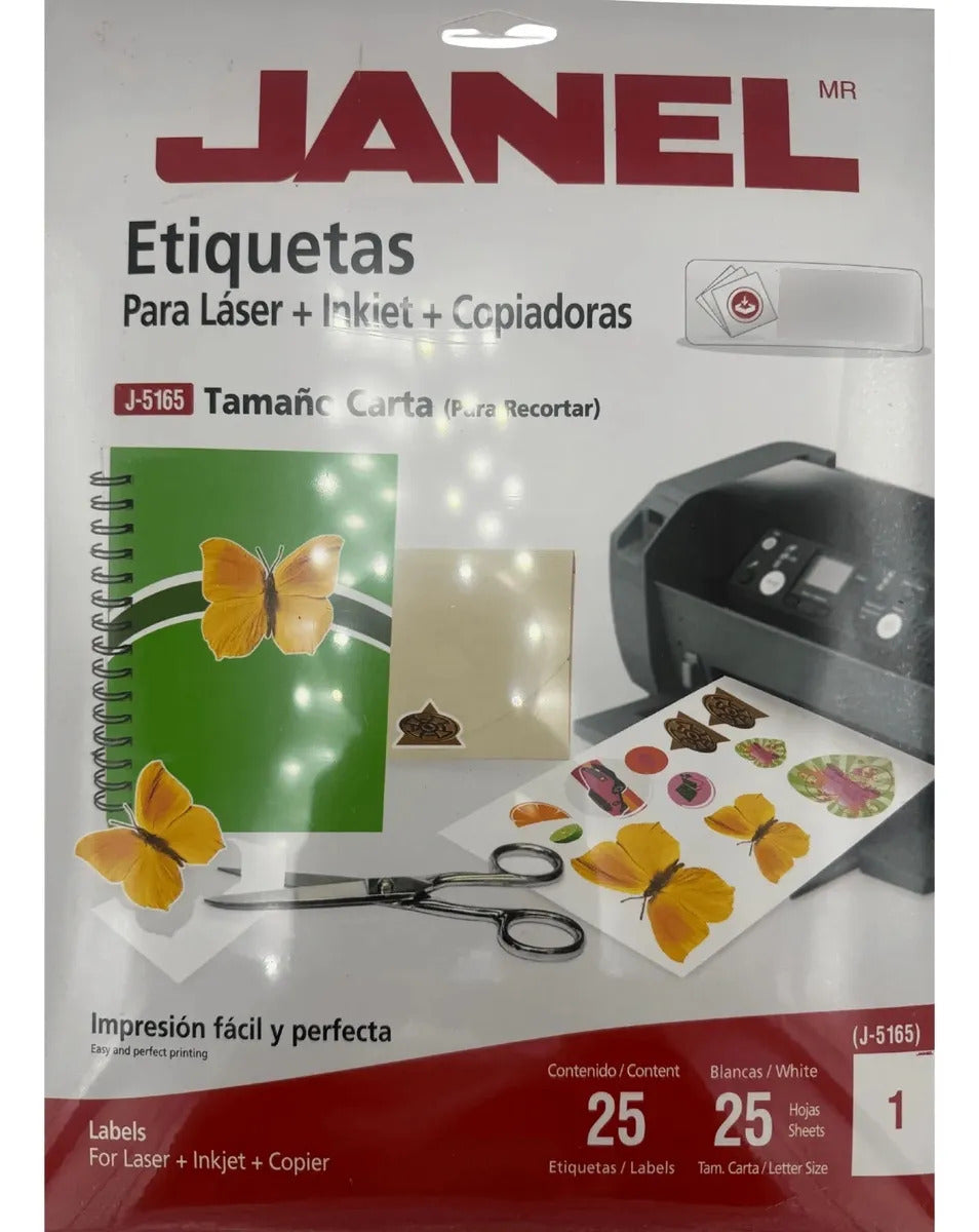 Etiqueta Tamaño Carta Janel J-5165 500 Hojas Para Impresion