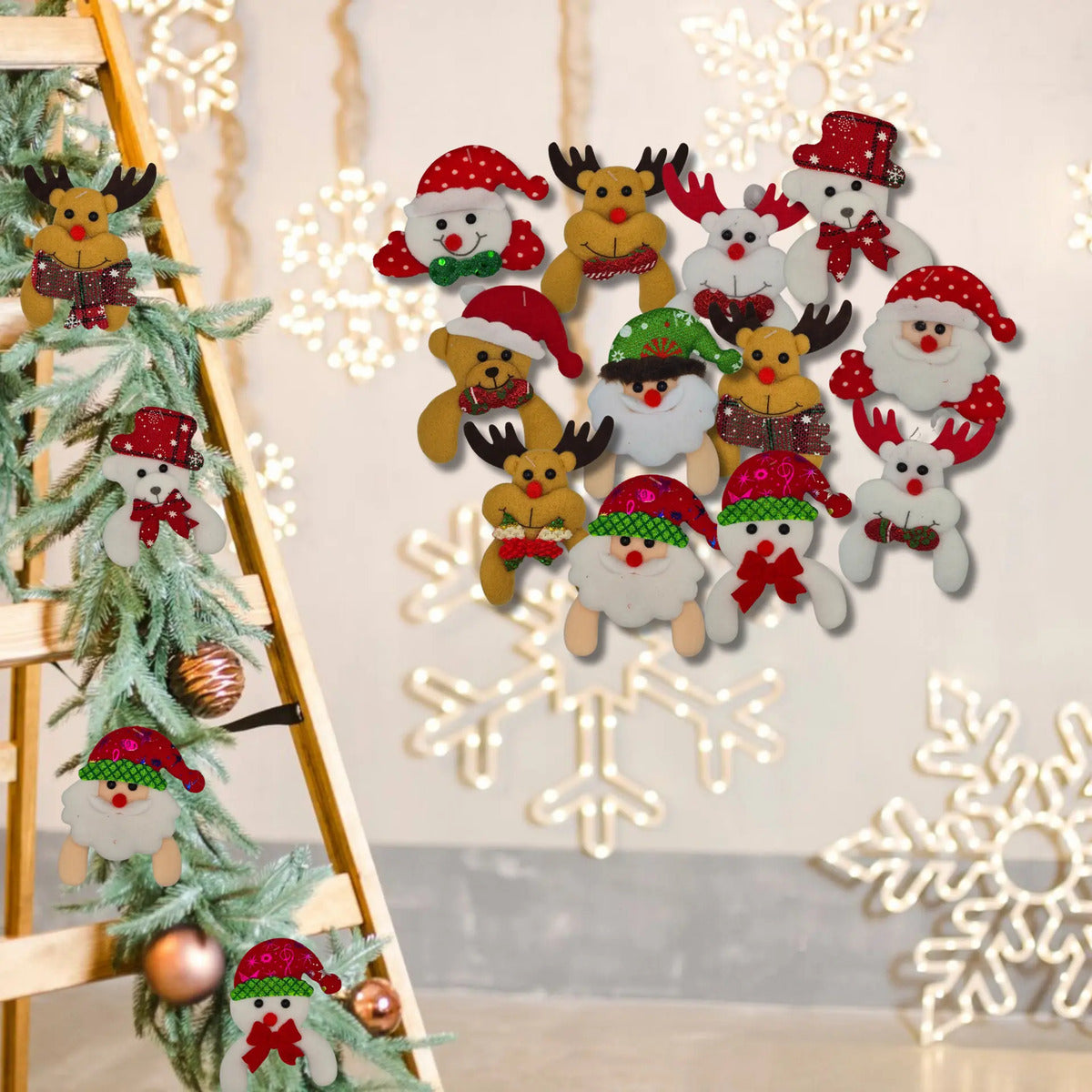 Adornos Colgantes Navidad Felpa Suave Abrazo Decoración 12pz