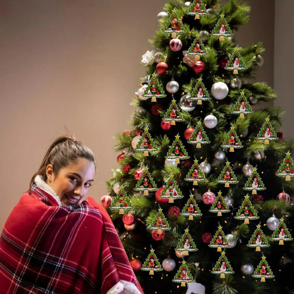 Adornos Arbolitos Madera Para Árbol De Navidad 24 Piezas