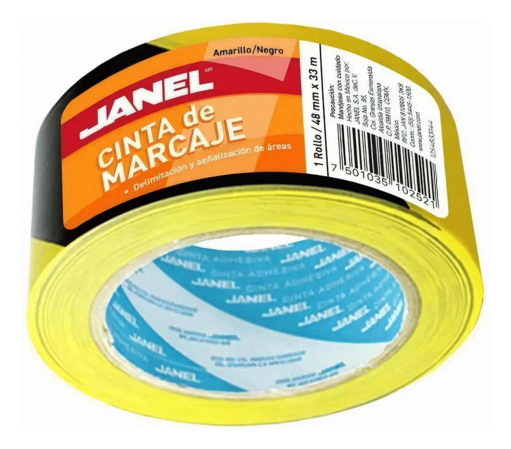 Cinta Adhesiva Precaución Janel Amarillo Negro 48 X 33m 1 Pz