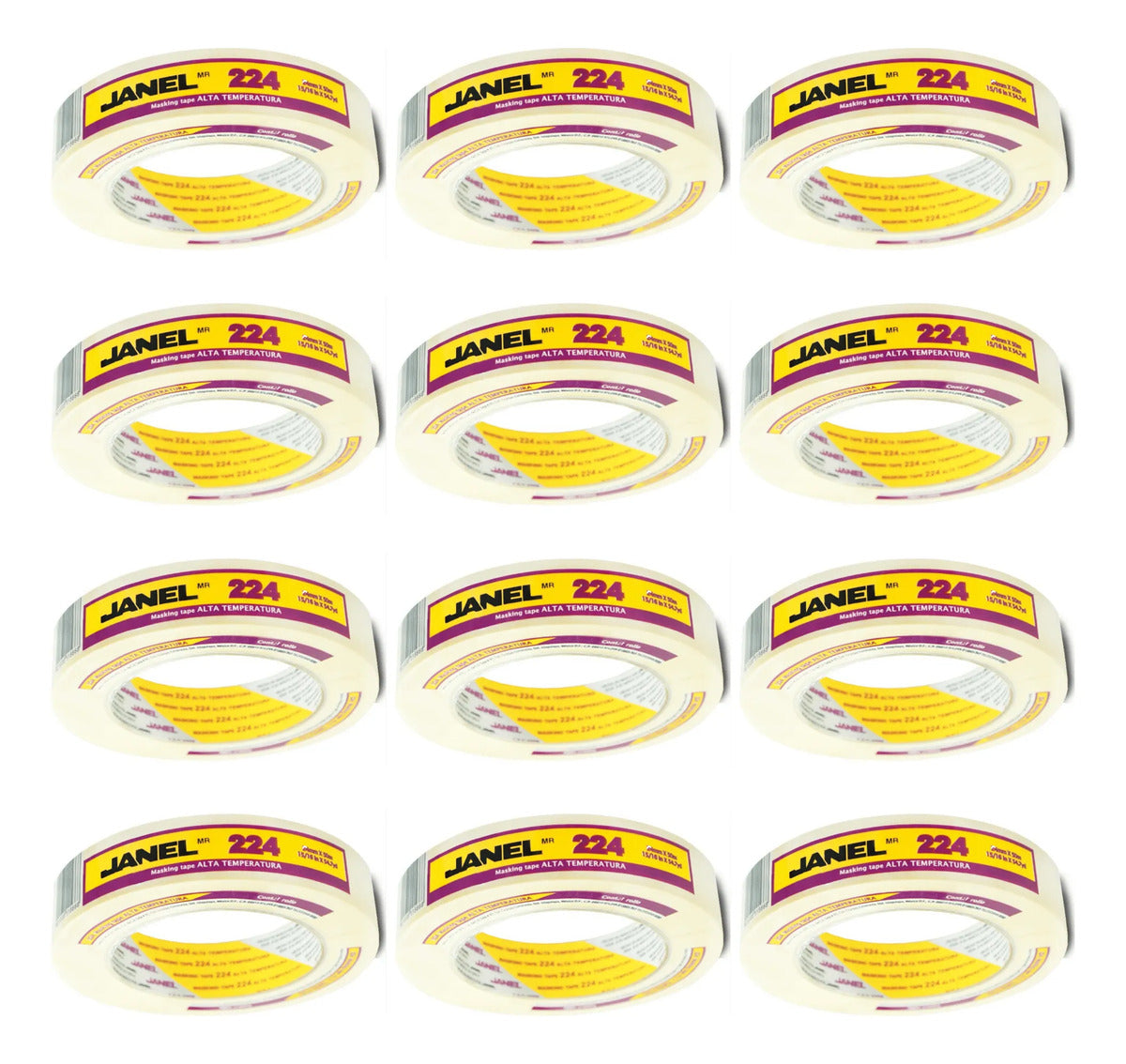 Masking Tape Janel 224 18mm X 50 M Alta Temperatura 12 Pza