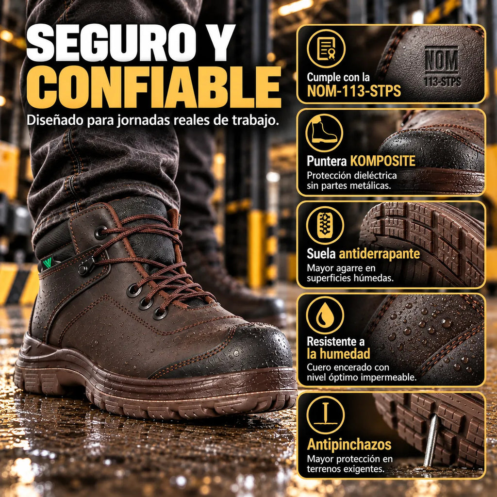 Van Vien Omega  Bota De Seguridad Dielectrico Cafe  Y Negro