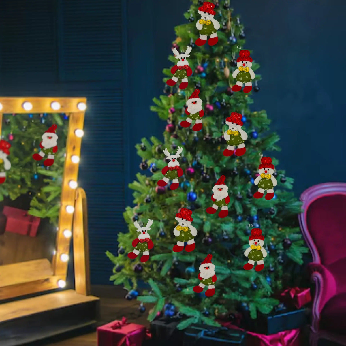 Adornos Navideños Felpa Suave Decoración Árbol 24 Piezas