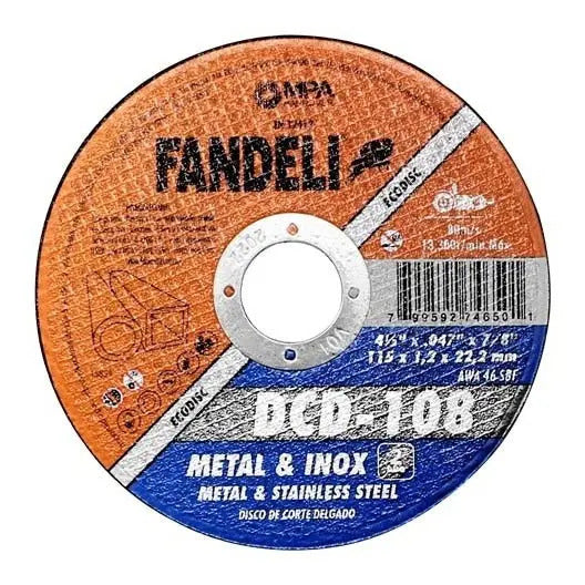 Fandeli Dcd-108 Disco Corte Delgado Fandeli 4 1/2 Plg 10 Pzs