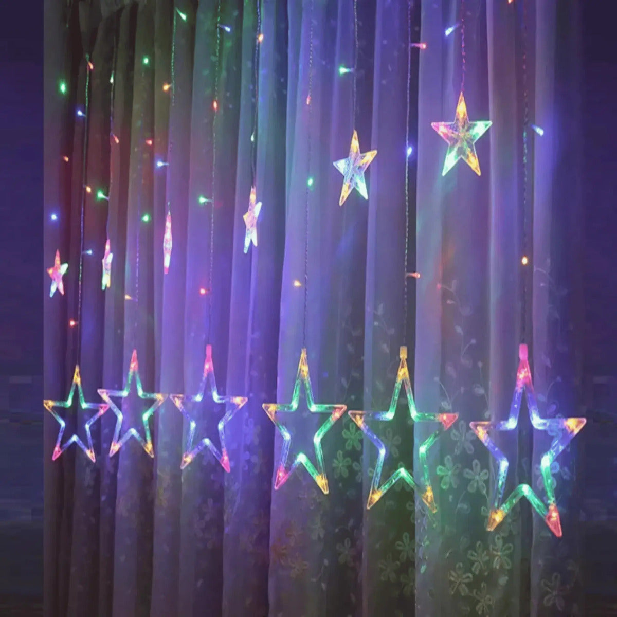 Serie Navideña Cortina Luz Led Estrella Estrella