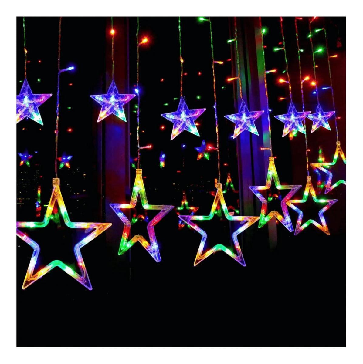 Serie Navideña Cortina Luz Led Estrella Estrella