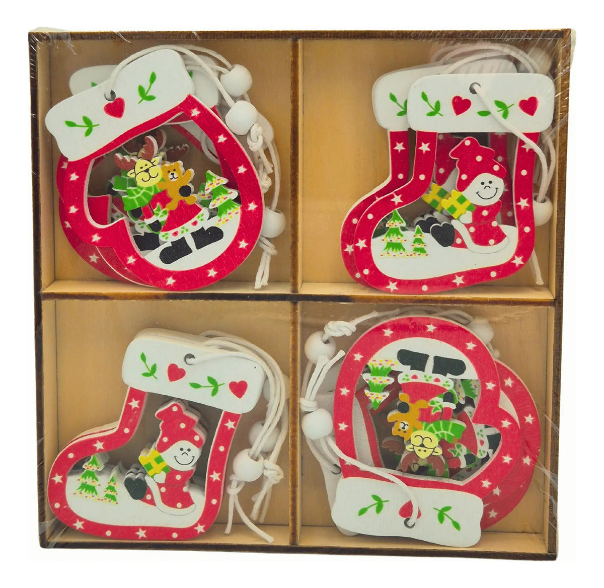 Adorno Navideño Colgante Arbol Navidad Madera Mdf 24 Pzas