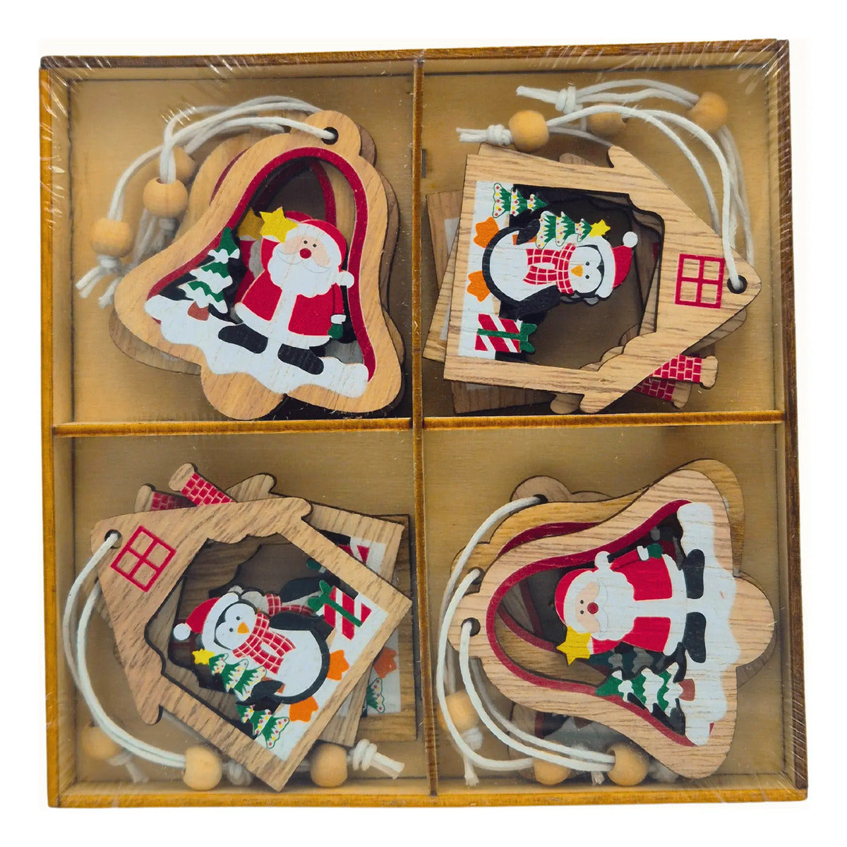 Adorno Navideño Colgante Arbol Navidad Madera Mdf 12 Pzas