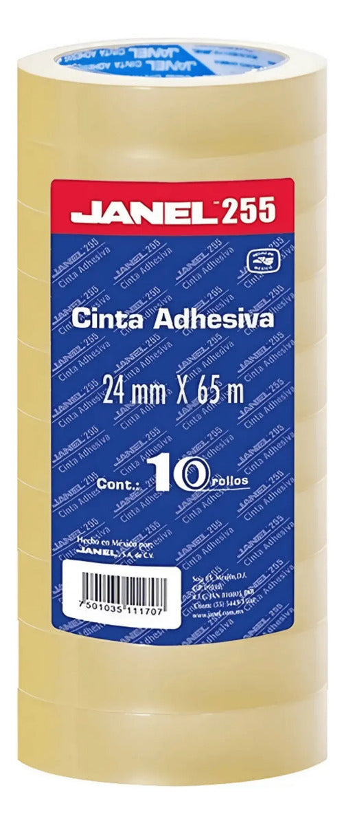 Cinta Adhesiva Janel 255 Transparente 24mmx65m 10 Rollos