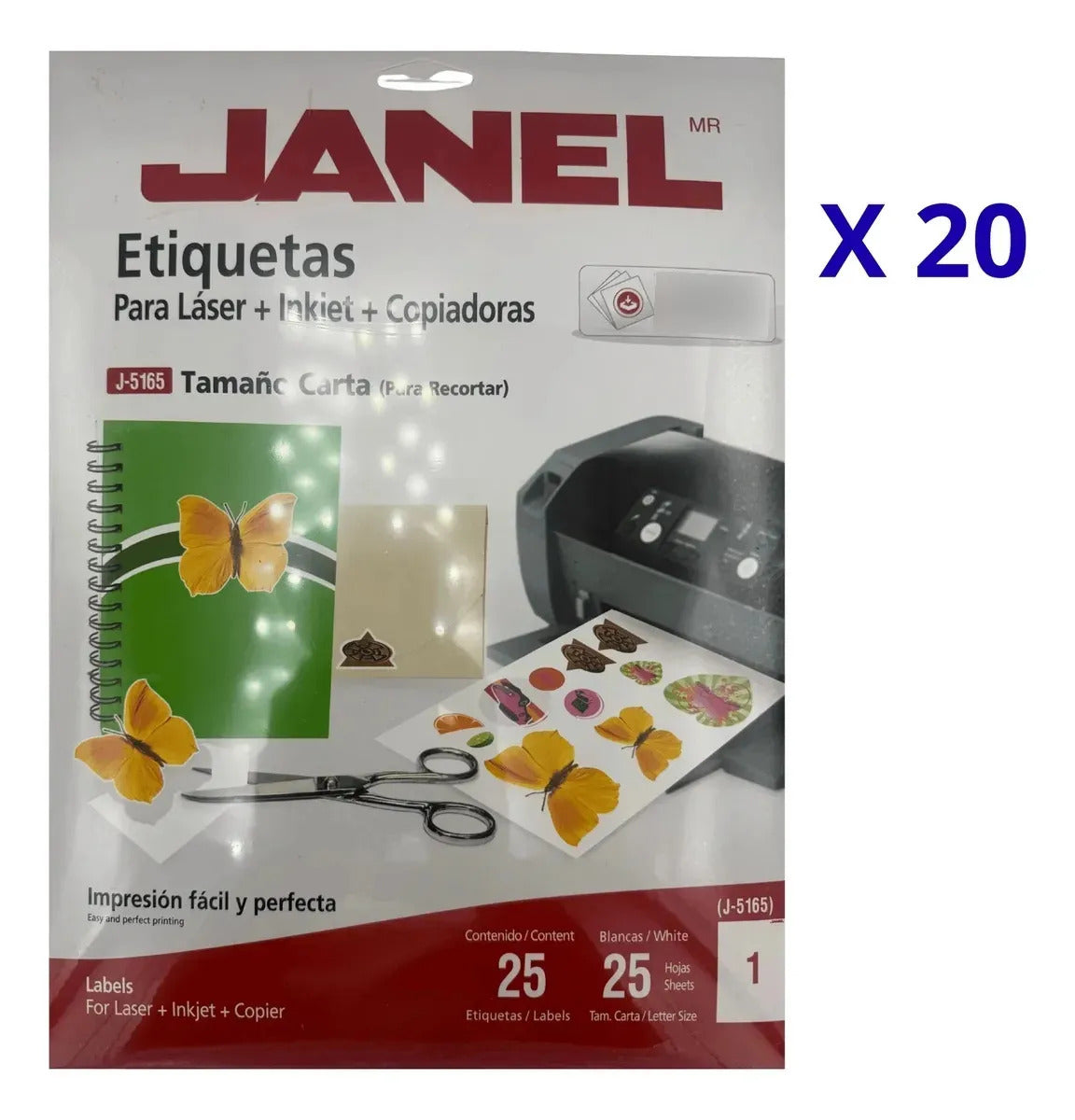 Etiqueta Tamaño Carta Janel J-5165 500 Hojas Para Impresion