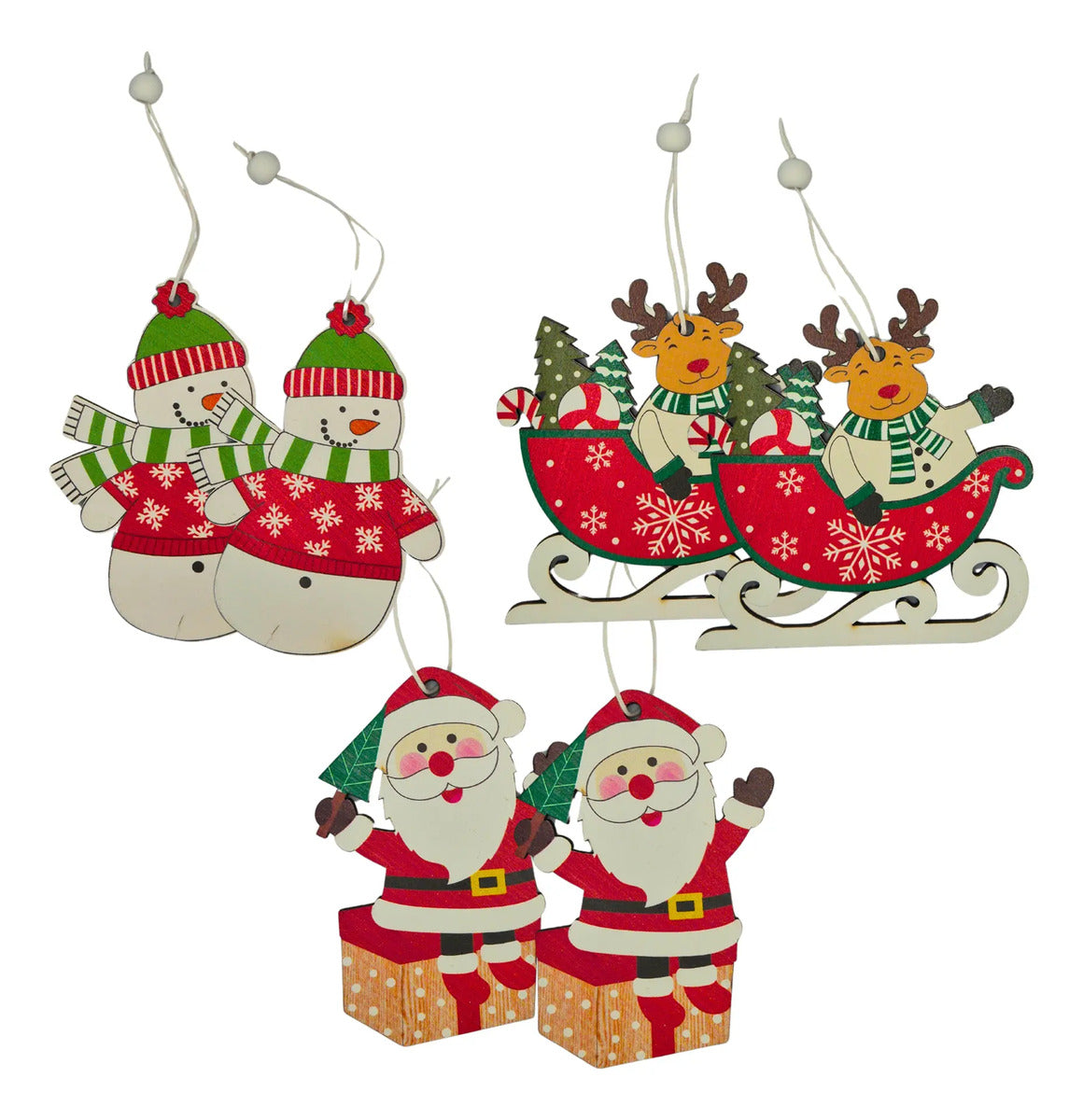 Adornos Colgantes De Madera Para Árbol De Navidad 6 Piezas