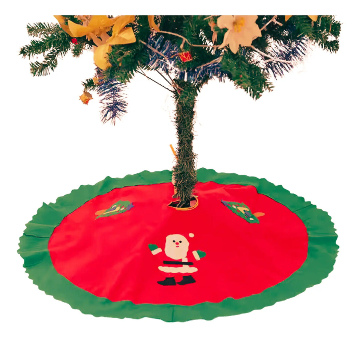 Pie De Árbol Navideño 90cm Adorno Tapete Navidad Santa Oso