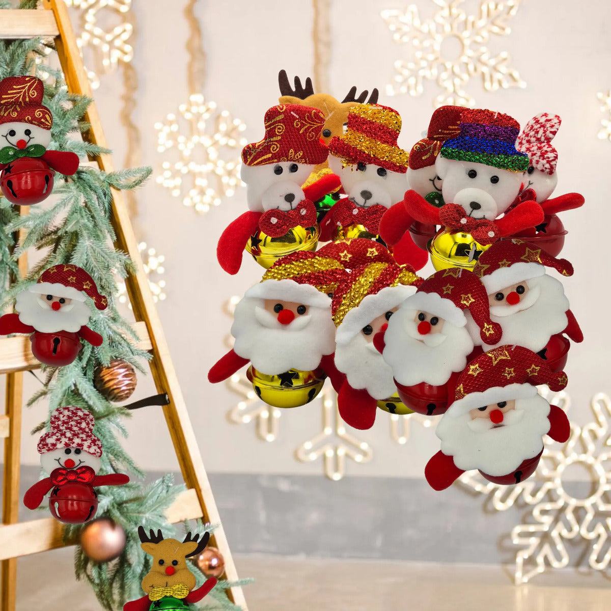 Adornos Navideños Felpa Suave Cascabel Decoración 12 Piezas