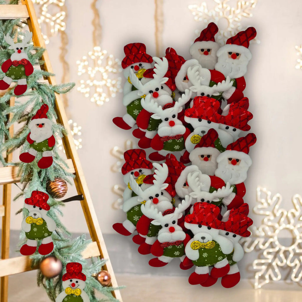 Adornos Navideños Felpa Suave Decoración Árbol 24 Piezas