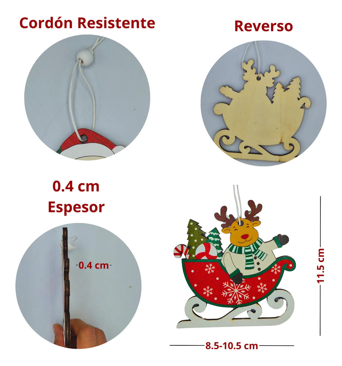 Adornos Colgantes De Madera Para Árbol De Navidad 6 Piezas