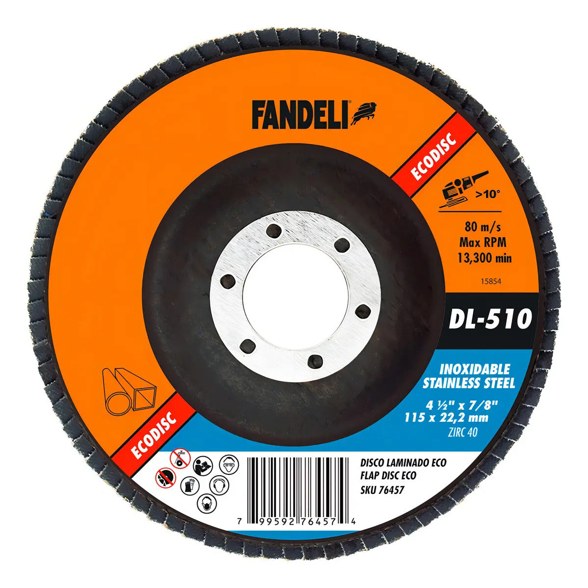 5 Discos Laminado Acero Inoxidable Fandeli 4.5 Plg Dl510