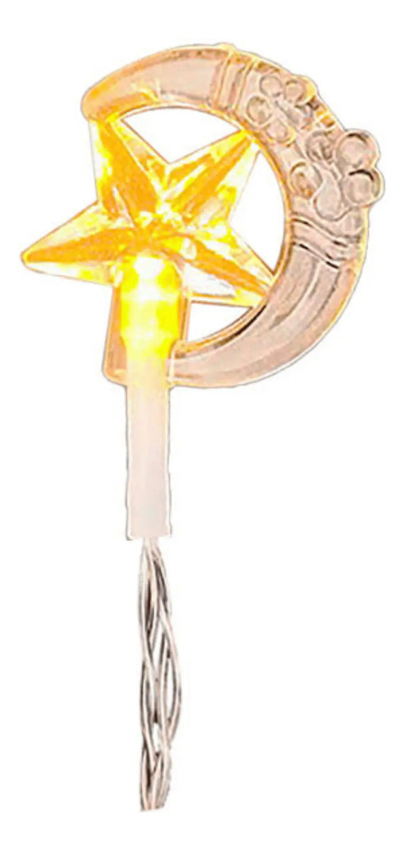 Serie Navideña Decorativa Luz Led 28 Luces 4m Luna Estrella