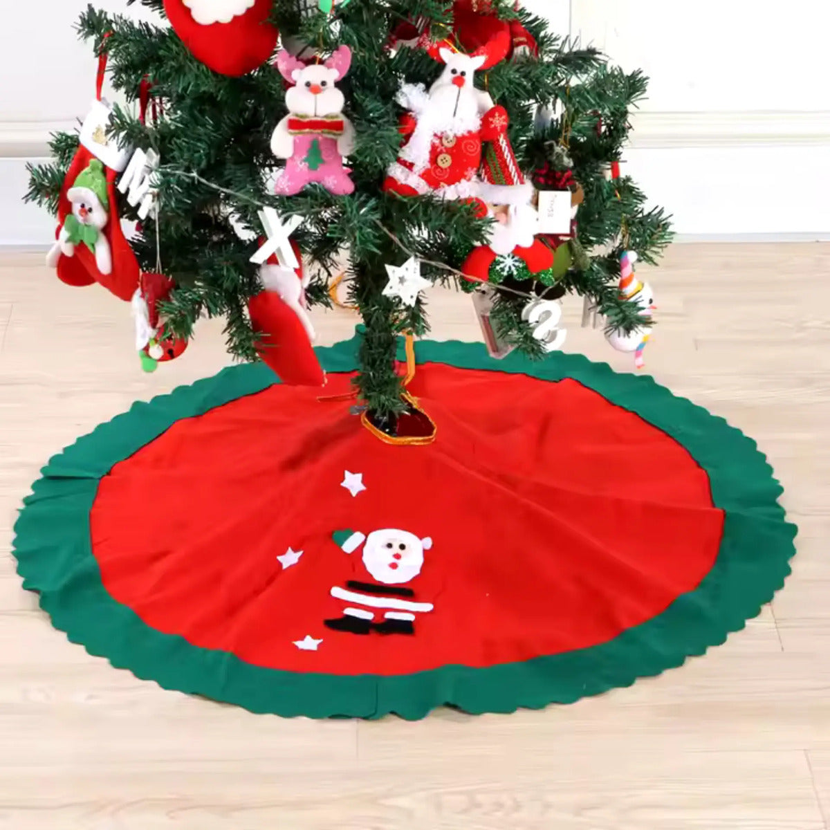 Pie De Árbol Navideño 90cm Adorno Tapete Navidad Santa Oso